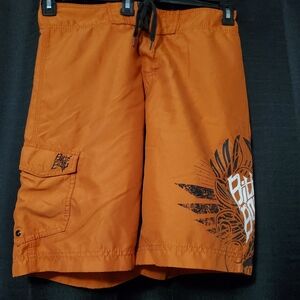 Mens Billabong Orange swimtrunks with side pocket and design SZ 34